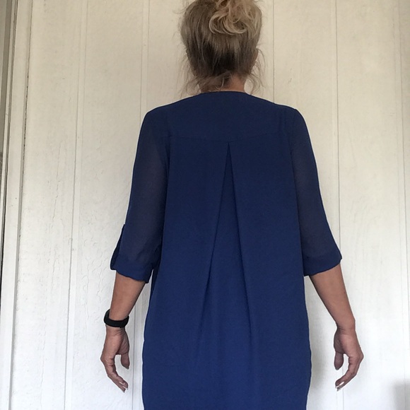 TOPSHOP OVERSIZED ROYAL BLUE CREPE TOP OR DRESS SIZE 2 - Picture 6 of 12